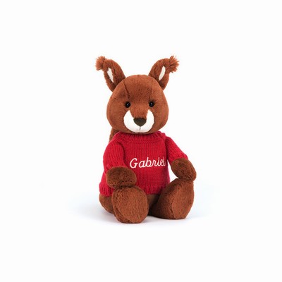 Jellycat Bashful Squirrel with Red Jumper Australia | 536702RXP